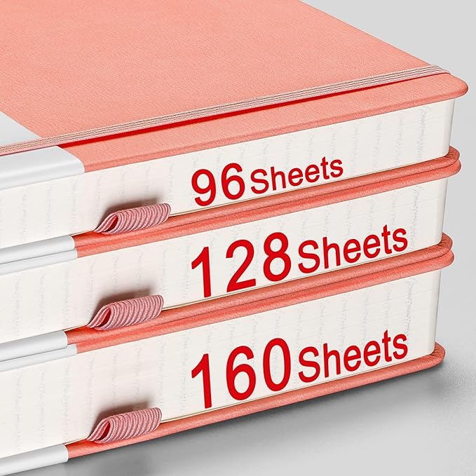 AHGXG Dotted Journal - 320 Numbered Pages Dot Grid Notebook A5 Thick Journal, 100gsm Thick Dotted Paper, Leather Hardcover,Inner Pocket, 5.75'' × 8.38'', Pink