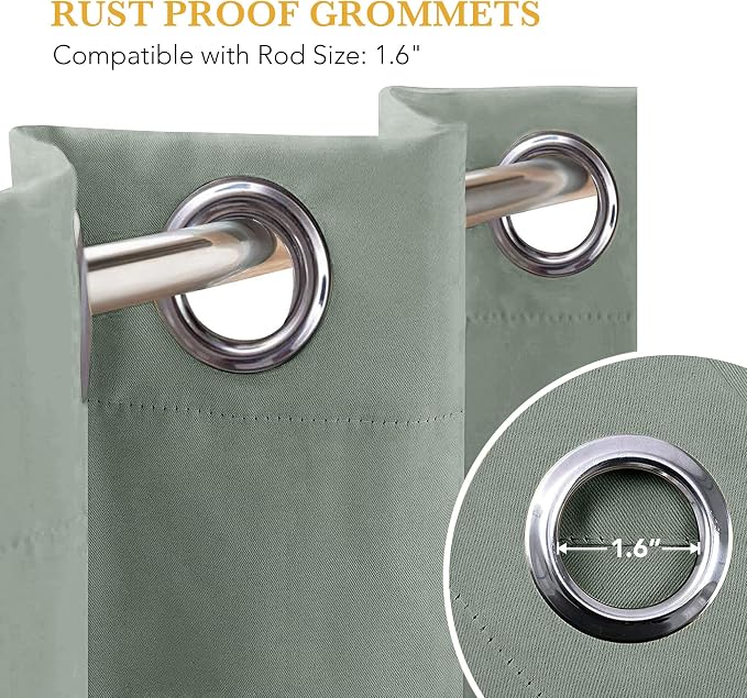 RYB HOME Blackout Thermal Insulated Curtains, Portable Curtain for Sliding Glass Door/Storage/Space Room Divider, Large Window Treatment Room Divider Panel, W80 x L84, Sage Green, 1 Panel
