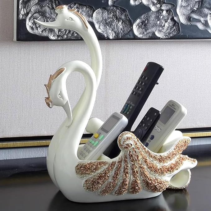 Remote Control Holders Organizer Box Remote Control Storage Box, Swan Remote Control Holder for Table TV Remote Control Holder Organizer Remote Storage Remote Caddy for Home Living Room Coffee Table T