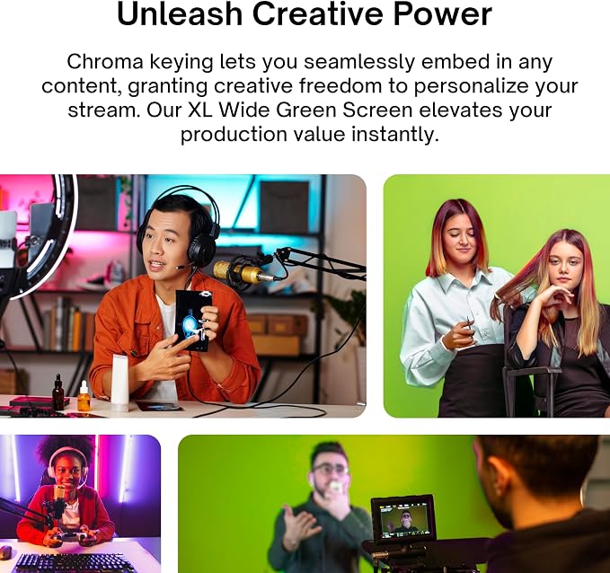 [Wide Version] Pixio Green Screen Extra Large Backdrop 78" L x 78" W - Free Standing, Portable, Collapsible, Auto-Locking Green Screen Background for Photoshoots, Filming, Streaming, TikTok, Zoom