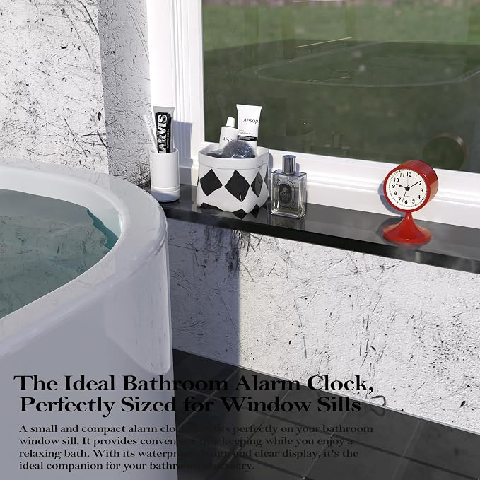 AYRELY® 3" Analog Alarm Clock, Retro Small Clock, Desk Clock for Bathroom | Cute Battery Operated Table Clock with Silent Movement and Light for Bedroom, Bedside, Living Room Decor and Shelf (Rose Red)