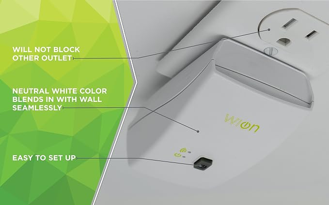 WiOn 50050 Indoor WiFi Plug With 1 Grounded Outlet; White