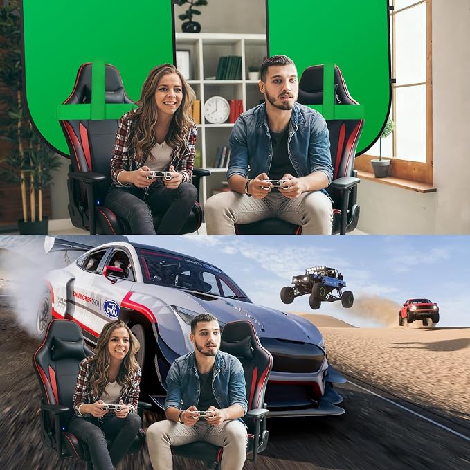 Green Screen Portable,Heorryn 3x5ft Green Blue Screen Chair Backdrop Kit Background Double Sided Pop Up Chroma Key for Photography,Live Streaming Gaming Zoom Video Chats Parties and Meeting