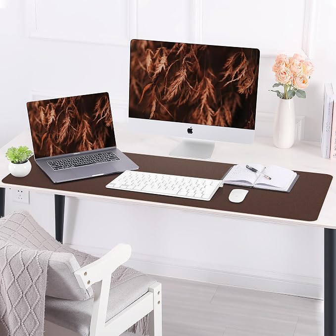 AFIING Cork Desk Mat 47" x 23.6", Dual-Sided Natural Cork & PU Leather Desk Pad, Non-Slip Waterproof Large Mouse Pad for Office, Home & Gaming (Coffee)