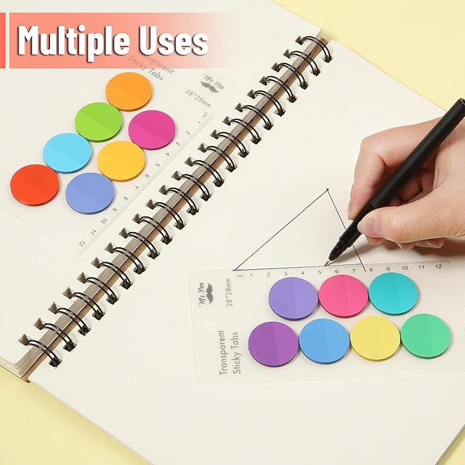 Mr. Pen- Transparent Sticky Note Set, 560Sheets, Colorful, Round Transparent Sticky Notes Set, Stocky Notes for Bible Journaling