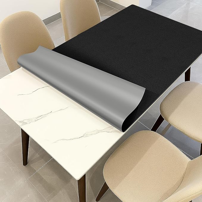Warmstar Leather Table Cover 12 x78 Inch, 1.8MM Thick PVC Table Protector Waterproof, Desk Cover Protector Non-Slip Table Pad for Kitchen, Dresser, Gaming Desk,Dining Room Table
