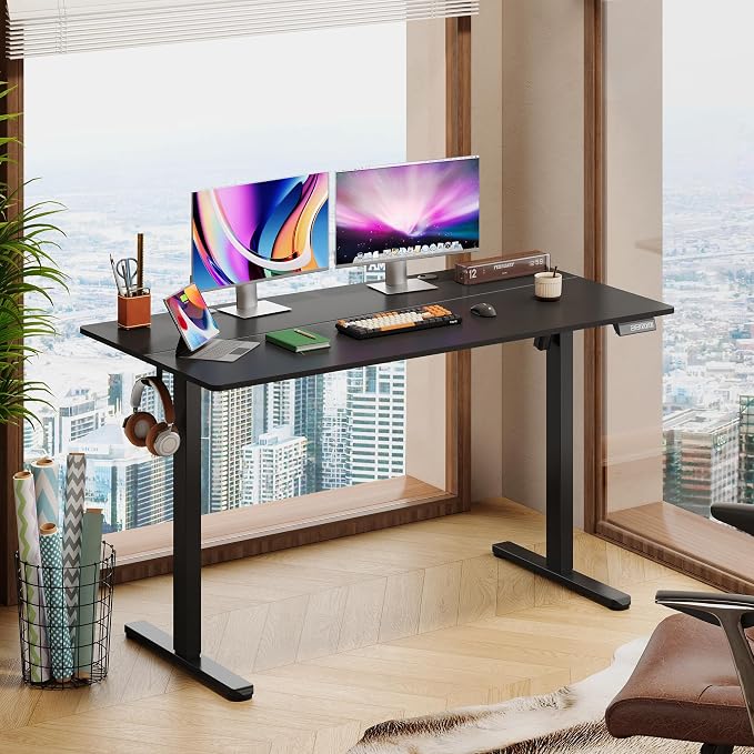 DEVAISE 55 Inch Standing Desk with Split Top, Ergonomic Computer Desk, Black
