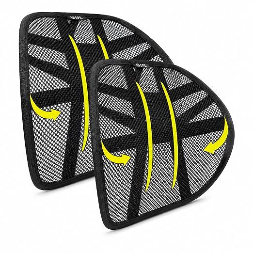Lumbar Back Support | Adjustable Breathable Mesh Ergonomic Car Seat Home Office Desk Chair Pain Relief Cushion (Lumbar Support, 2, Pieces)