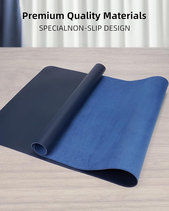AFIING Large Desk Mat 55" x 24" - PU Leather Desk Pad Protector, Waterproof Non-Slip Extended Mouse Pad for Office Desk, Keyboard, Laptop and Home Workspace (Midnight Blue)
