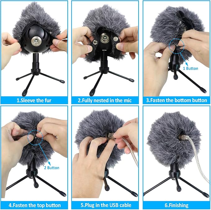 Blue Snowball Furry Windscreen Cover Muff - Professional Snowball ICE Mic Foam Wind Cover Windshield Pop Filter for Recordings, Broadcasting, Singing by Sunmon （Black）