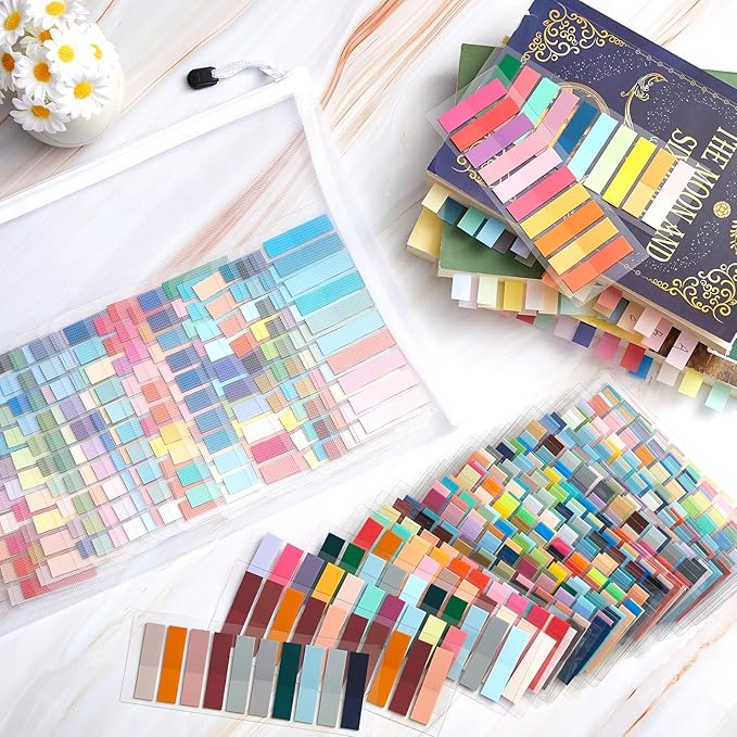 ReliThick 16000Pcs Annotation tabs Sticky Tabs for Books Transparent Sticky Notes 80 Color Writable Page Markers Book Flags Strip for Annotating Reading Supplies Bookish Gift