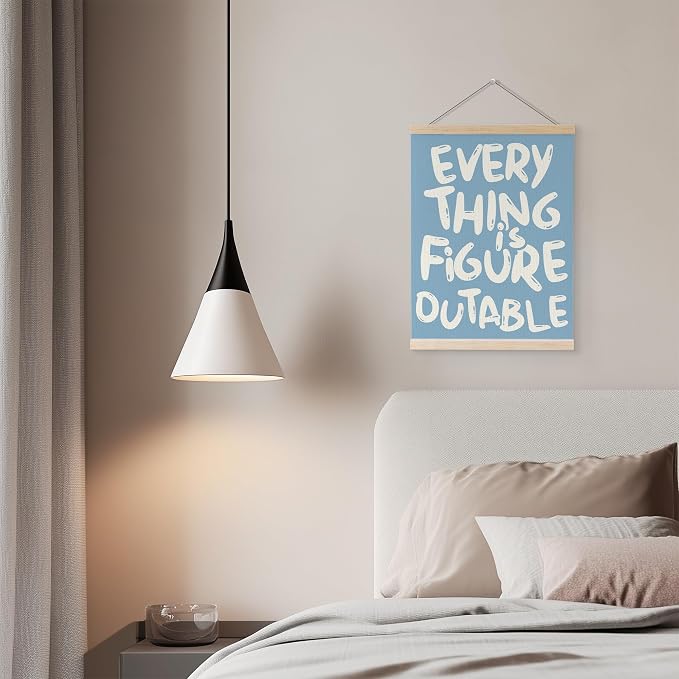 YQDEJ Blue Everything Is Figureoutable Inspirational Wall Art Poster Hanger Frame, Positive Affirmations Wall Decor, Motivational Wall Art for Home Office Classroom, 12x16 Inch