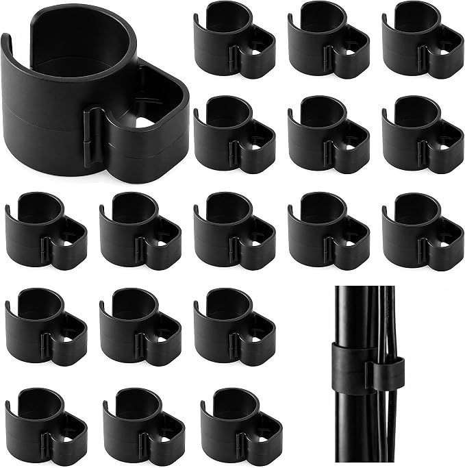18 Pcs 35mm Speaker Pole Cable Clips, Pole Cable Management Clips | Sturdy Flame-retardant PP Material, Easy Snap-on, Secure Firm Clamping, Sufficient Kit for Multiple Audio-visual Devices