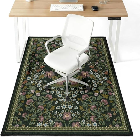 36" x 48" Office Chair Mat for Hardwood & Tile Floors, Desk Chair Mat Under Desk Floor Protector for Rolling Computer Chairs, Non-Slip Low Pile Area Rug for Home Office(Green)