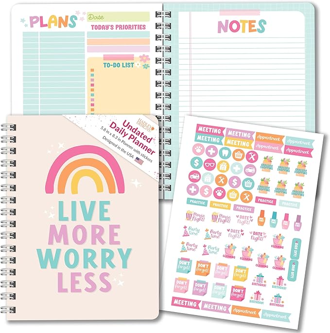 Undated Daily Planner Notebook - Undated Planner Notebooks, Daily To Do List Planners, To Do List Notebook for Work Organization, Day Schedule Planners for Kids and Adults
