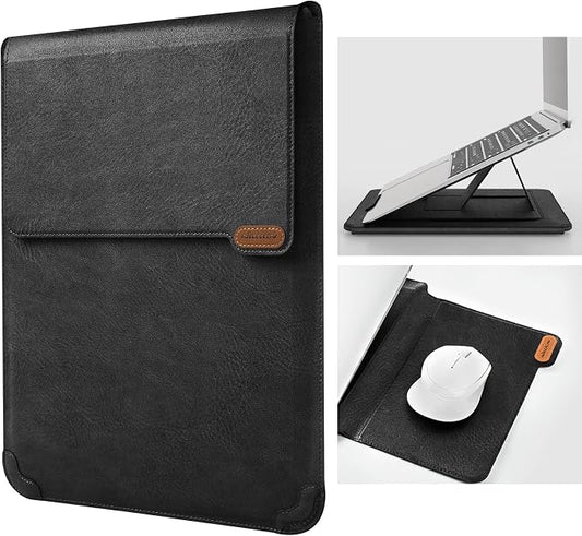 Nillkin Laptop Sleeve 15.6 inch (3-in-1), MacBook Sleeve with Adjustable Stand & Mouse Pad, 2 Stand Modes, 15 inch Laptop Case, MacBook Accessories, Slim for Chromebook/HP 13-15.6, Black Texture