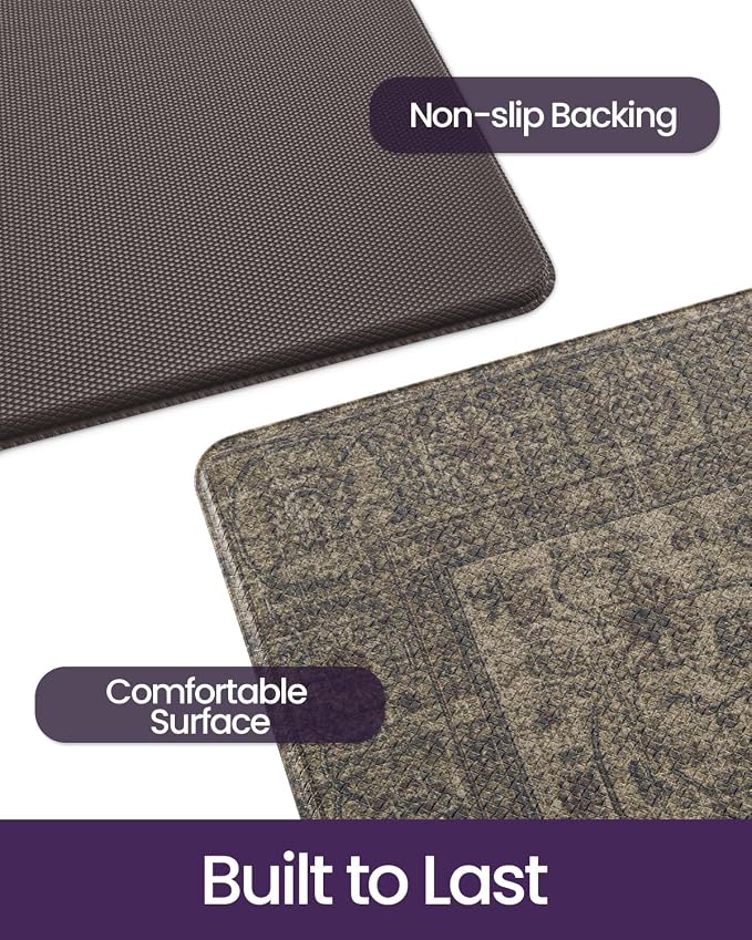 DEXI Kitchen Mats for Floor Cushioned Anti Fatigue, 23x59 Extra Large Wide Runner Rug Non Slip, Waterproof Soft Comfort Standing Rubber Padded, Brown