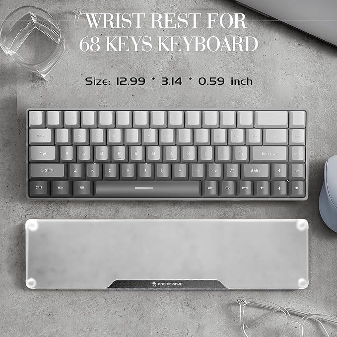 Acrylic Keyboard Wrist Rest Pro- TENKEYLESS 80% Keyboard- Mechanical Keyboards Ergonomic Palm Rest for Computer Keyboard,Anti-Slip Base,Wrist Pad for Laptop,Office & Home-Easy Typing,Black