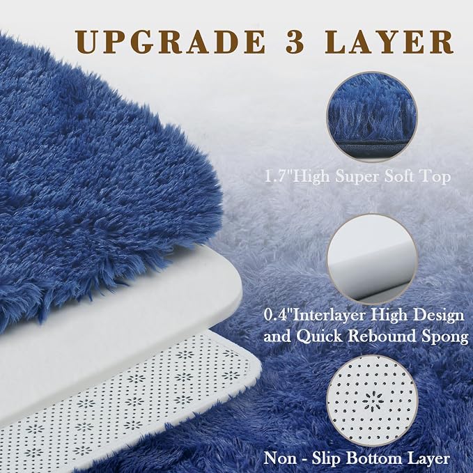 Area Rugs 10x14 Living Room, Shaggy Carpet Soft Plush Furry Bedside Rug Large Area Rugs for Bedroom Home Decor Anti Slip(10 x 14, Royal Blue)