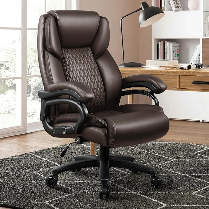 VITESSE 500lbs Heavy Duty Office Chair for Low Back Pain Relief, Big and Tall Office Chair with Ergonomic Lumbar Support, High Back Executive Chair with Quiet Rubber Wheel