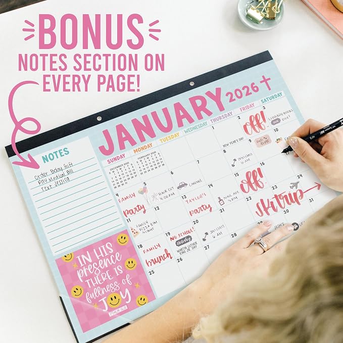 Hadley Designs Large Teacher Desk Calendar 2026-2027 - Desktop Calendar 2026, 18-Month Desk Calendars for Home, Office & Classroom, Cute Classroom Must Haves, Back to School Teacher Gifts