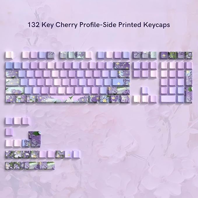 dagaladoo Double Shot PBT keycap Set,Purple Keyboard keycaps Shine Through,Side Print Custom keycap 60 75 100 Percent,dye-sub Cherry Profile keycaps for Machine Keyboard(Violet)