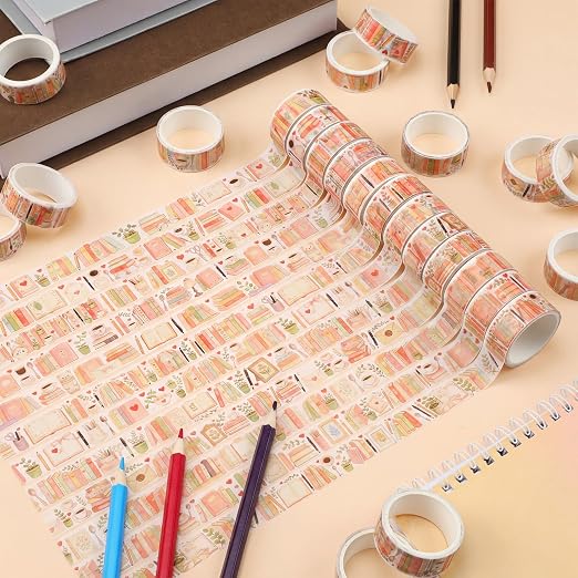 24 Rolls Book Washi Tape Back to School Washi Tape VBS Maskingtape Set Gifts for Students Boho Book Maskingtape for Sunday School, Classroom Crafts, Journaling Supplies, Scrapbooking, Gift Wrapping