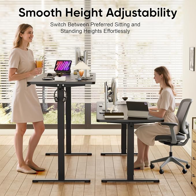 Monomi 79" Electric Standing Desk for Home Office - Large Adjustable Height Desk with 178 lbs Weight Capacity, 3 Memory Presets, Quiet Motor, Anti-Collision (Black)