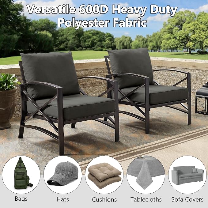 Waterproof Canvas Fabric by The Yard, 58inch 600D Upholstery Fabric Polyester Material Outdoor Water Resistant Material for Sewing Chair Patio Cushion Bag Sofa Seat Repair, 3 Yard Dark Gray