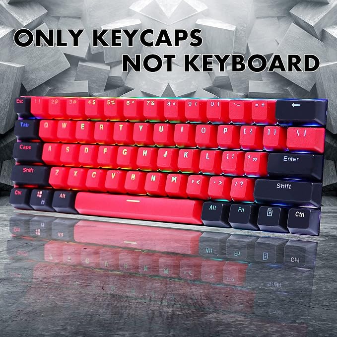 GTSP 61 Red Keycaps 60 Percent Keycap Set PBT OEM Ducky Keycap with Key Puller Fit for Cherry MX switches Mechanical Gaming Keyboard (Milan A