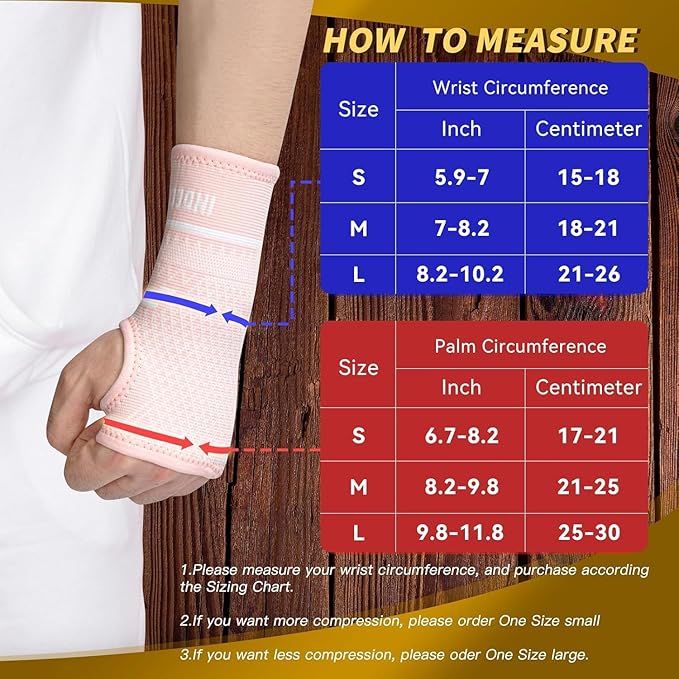 INDEEMAX Copper Wrist Compression Sleeve 1 Pair, Comfortable Hand Brace Support for Arthritis, Tendonitis, Sprains, Workout, Carpal Tunnel - Left & Right - Women and Men (Pink, L)