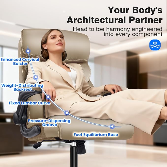 AreShark Office Chair - Executive High Back Breathable Comfy Desk Chair with Lumbar Support - Ergonomic Leather Rolling Swivel Computer Chair with Rock Function for Working Studying Gaming Relaxing
