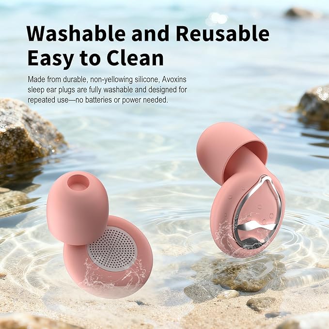 Ear Plugs for Sleeping Ultra-Soft Silicone Earplugs for Noise Cancelling Concerts Reusable Noise Reduction Earbuds for Travel Focus Work 33dB Hearing Protection with 9 Ear Tips & Case (Pink)