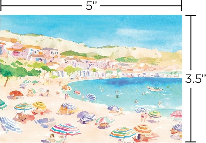 Papyrus 14-Count All-Occasion Blank Stationery Note Set, Watercolor Beach Scene