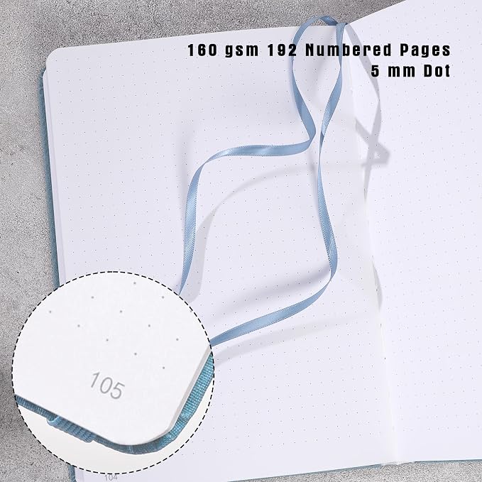 TIEFOSSI Dotted Notebook, 160gsm Thick Paper, Hardcover Dot Grid Journals for Women Men, 192 pages, for Travel, School and Office Use