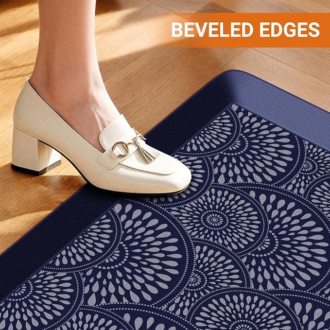 Mattitude Kitchen Mat, 17.3x39in Heavy Duty Ergonomic Comfort Foam Standing Desk Mat, Waterproof Non-Slip Standing Mats and Rugs for Kitchen, Office, Laundry, Blue