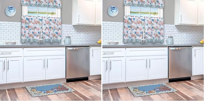 Anti-Fatigue Floor Comfort Mat - 18 x 30 Inch (Coastal) - Waterproof Non-Slip Rug - Easy to Clean Cushioned Mat for Kitchen, Bathroom, Standing Desk & Office - Achim Home Decor (Pack of 2)