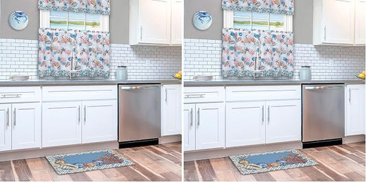 Anti-Fatigue Floor Comfort Mat - 18 x 30 Inch (Coastal) - Waterproof Non-Slip Rug - Easy to Clean Cushioned Mat for Kitchen, Bathroom, Standing Desk & Office - Achim Home Decor (Pack of 2)