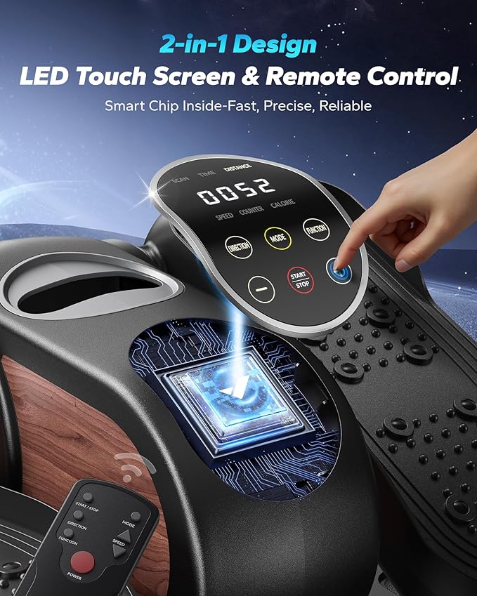 MERACH Under Desk Elliptical Machine, Leg Exerciser While Sitting for Seniors with 12-Speeds & Remote Control, Quiet Portable Electric Seated Pedal Exerciser Machine for Home Office
