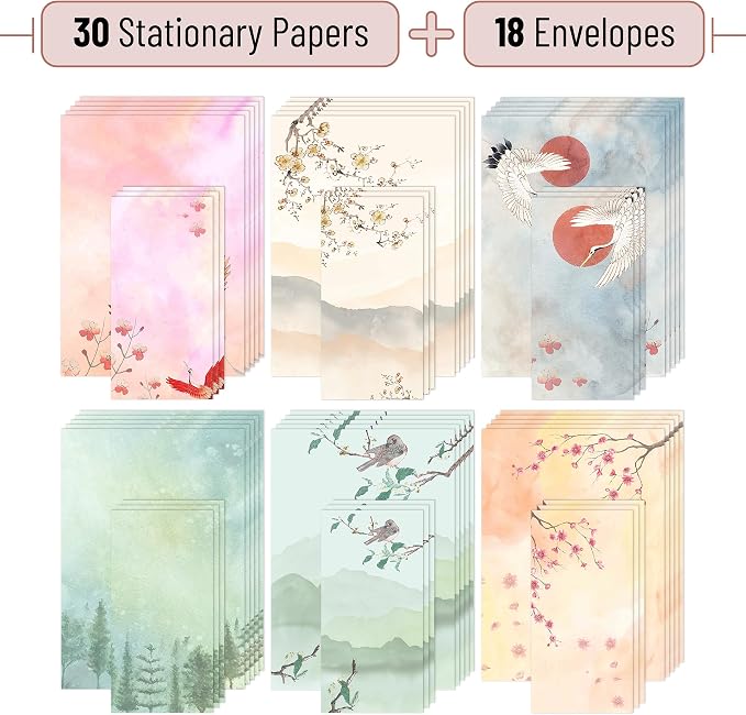 Mr. Pen- Stationery Writing Paper Set with Envelopes, 7.3" x 10" | 30 Letter Sheets & 18 Envelopes, Smooth Printable Letter Paper for Handwritten Notes, Personal Letters, Invitations