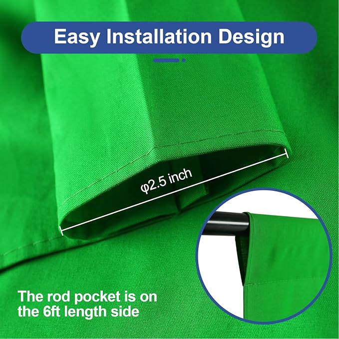 EMART Green Screen Backdrop, 6 x 9 Ft Photography Greenscreen Background Sheet Fabric Kit for YouTube Video Streaming Zoom, Small Photo Chromakey Polyester Cloth Curtain with 4 Clip