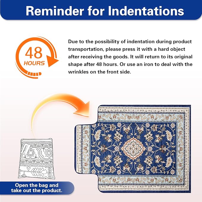 46" X 60" Office Chair Mat for Hardwood and Tile Floors, Under Desk Chair Mat for Carpet Protector Rolling Computer Chairs, Machine Washable Non-Slip Area Rug, Sapphire Blue