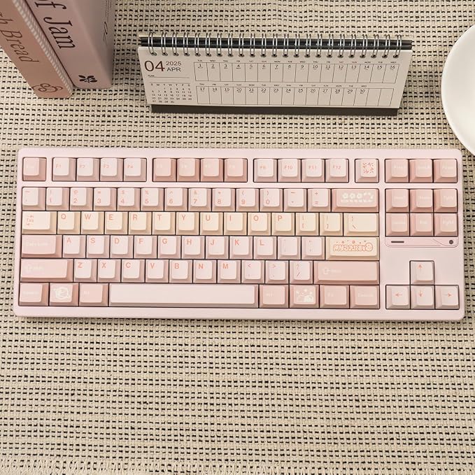 Pink PBT Keycaps, Minimalist Cute Keycaps 65 Percent, 151 Keys Custom Cherry Profile Keycap Set, Dye-Sublimation Aesthetic Key Caps for 61/64/68/84/87/100/104/108 Cherry MX Mechanical Keyboard