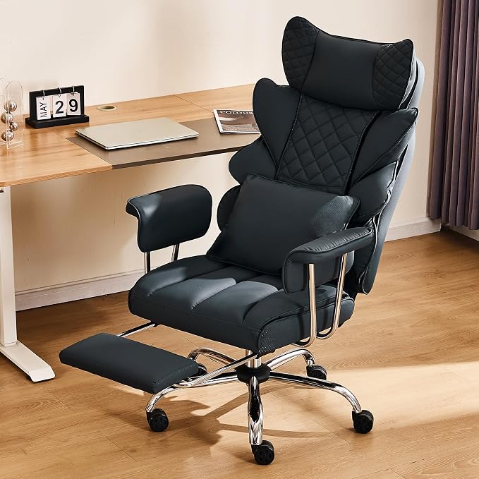 DYHOME 500 Lbs Kneading Massage Office Chair with Foot Rest Reclining Black | Ergonomic Computer Chair, High Back Thick Cushion, Big & Tall, Comfy Leather, Heavy Duty Home Executive
