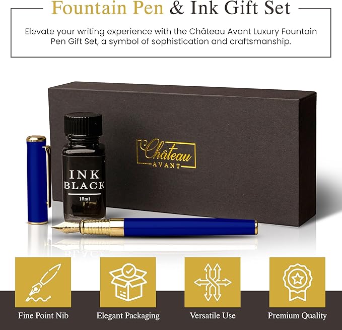 Fountain pen (Blue), 1 Count (Pack of 1)