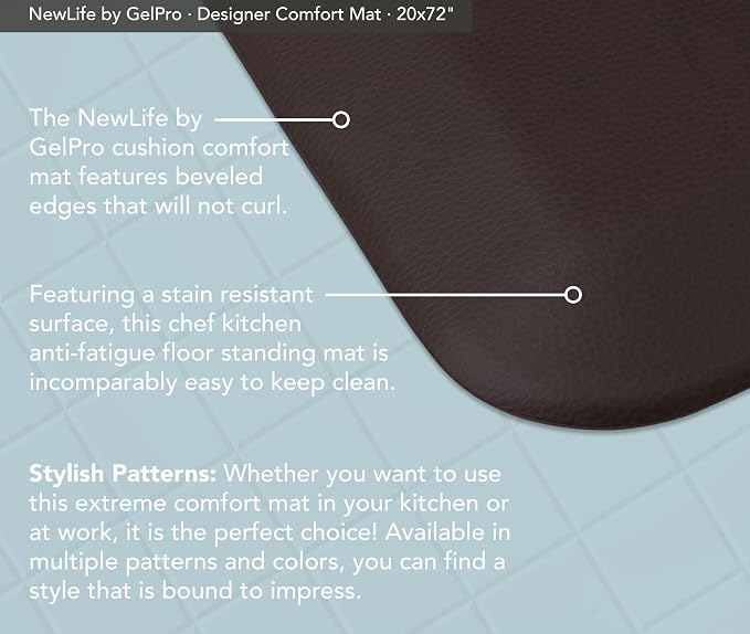 NewLife by GelPro Anti-Fatigue Designer Comfort Kitchen Floor Mat, 20x32, Stain Resistant Surface with 3/4" Thick Ergo-Foam core for Health and Wellness