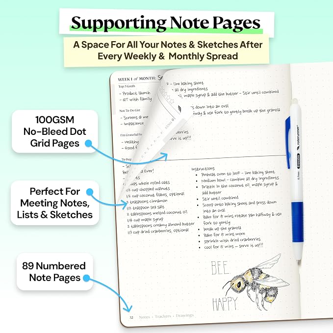 Roterunner Purpose Planner Notebook A5 5.8”x8.3” Undated 2026 Daily Weekly and Monthly Productivity Goal Setting Tool for Work Home ADHD Planner for Adults Self Care Journal (Tan Hardcover)