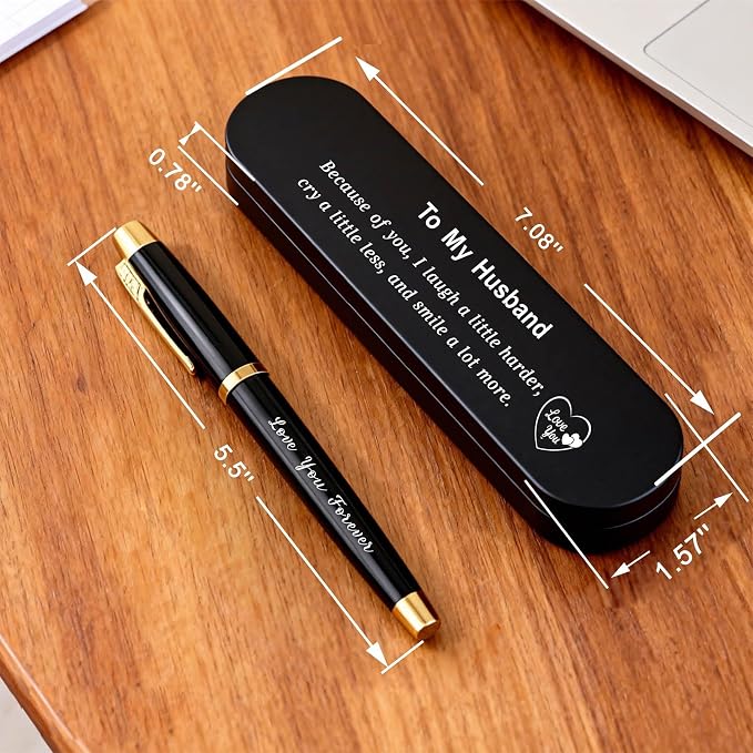 TANWIH Gifts for Husband - Love Husband Forever Gel Pen Set - Husband's Birthday Anniversary Fathers Day Pen Gift from Wife