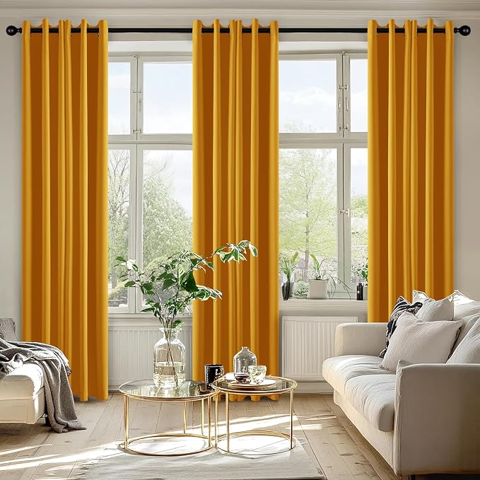 MIULEE Blackout Curtains for Bedroom Living Room 2 Panels, Thermal Insulated Room Darkening Drapes Grommet Noise Reducing Light Blocking Window Treatments 72 Inches Long 40x72 Inch Mustard Yellow