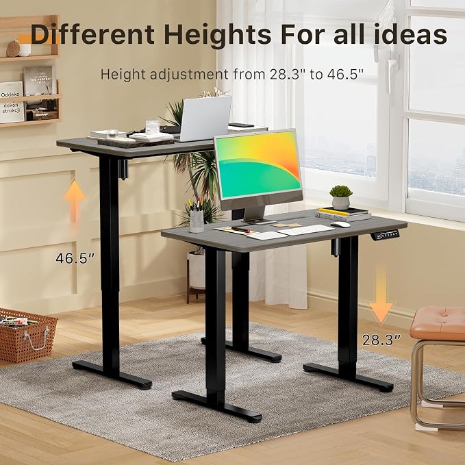 JOY worker Electric Small Standing Desk, 35" Whole Piece Height Adjustable | 35" x 20" Grey Narrow Sit Stand Desk with Memory Controller, 36 Inch Mini Computer Workstation for Home Office Walking Pad
